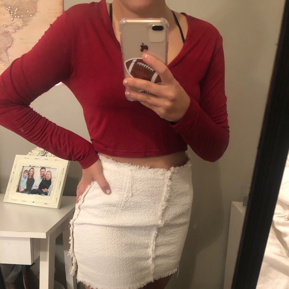 Long sleeve Red crop top